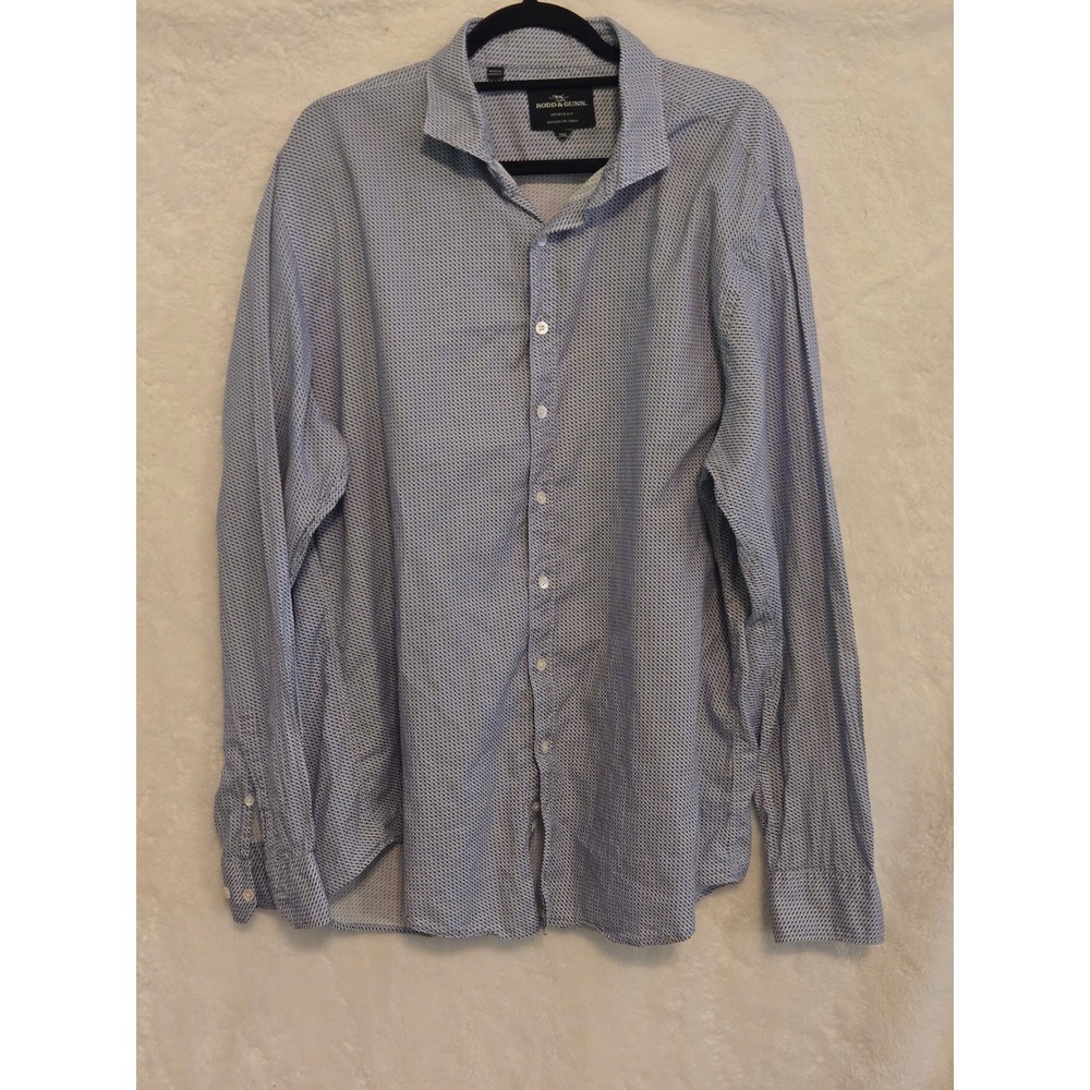 Rodd & Gunn Mens 2XL Buttom Down Shirt Blue Geometric Diamond‎ Print Cotton